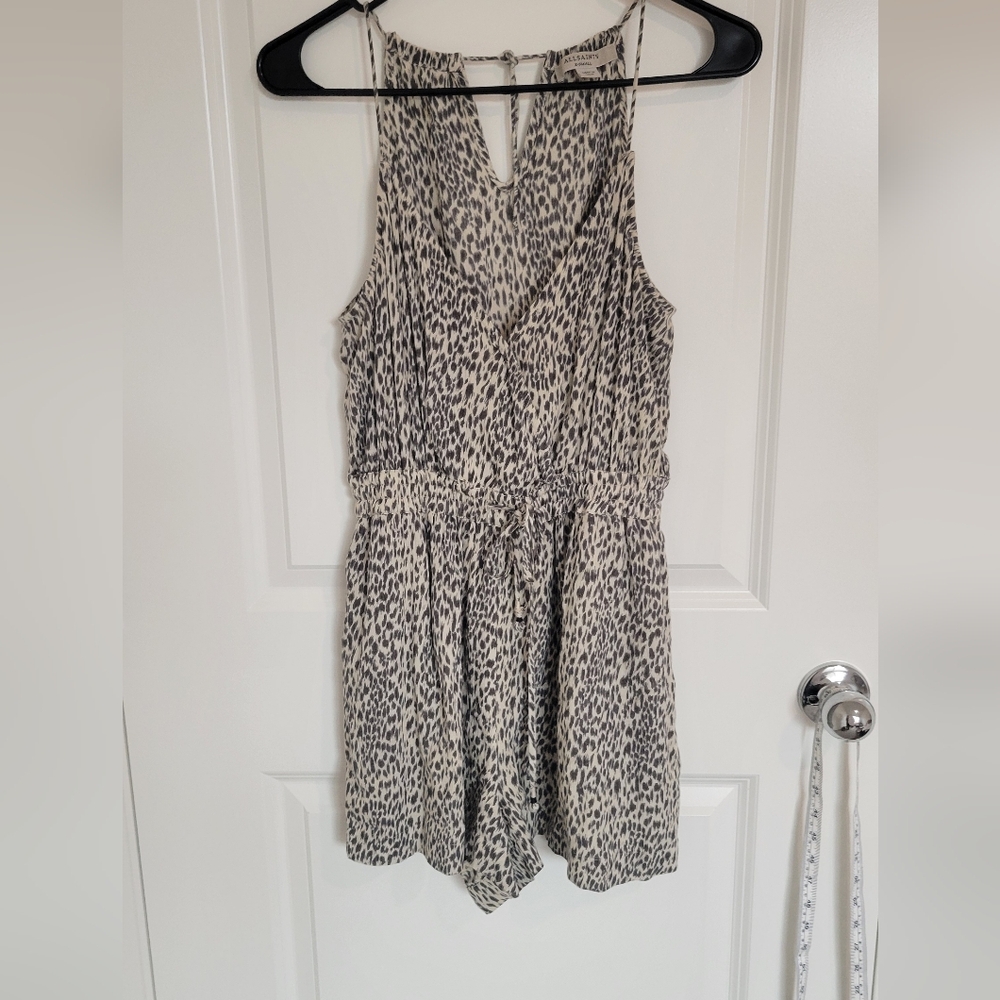 Allsaints Maya Leopard Playsuit Size XS